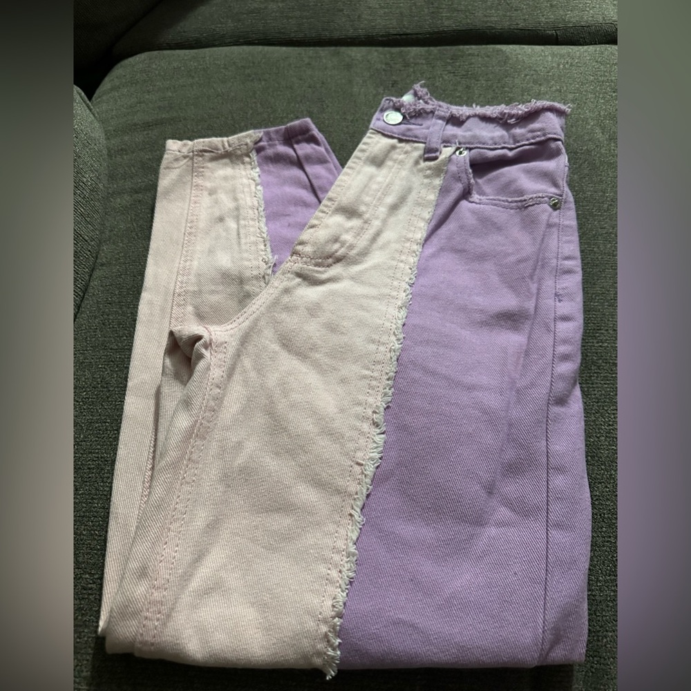 Adika mom jeans pink& purple size xsmall EUC